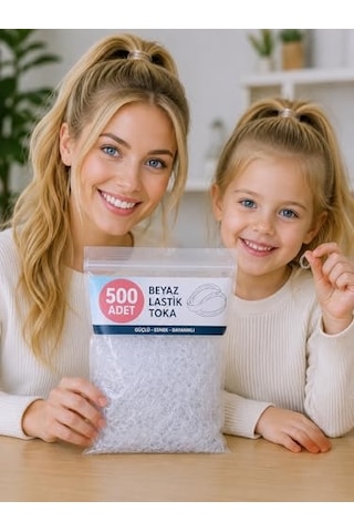 500'li Beyaz Şeffaf Perma Saç Lastiği Örgü Tokası, Lastik Toka Seti, Toka Organizer, Toka, Kız Çocuk Toka, Toka Diğer