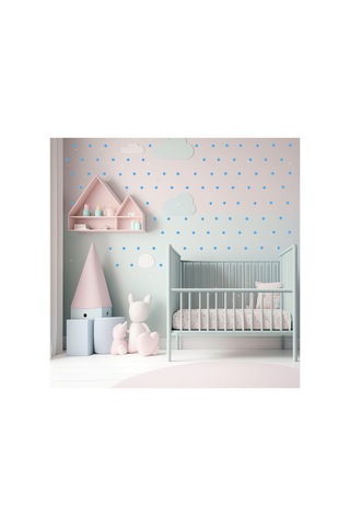 2,5cm Ebadında 240 Adet Yuvarlak - Puantiye Sticker Bebe Mavi