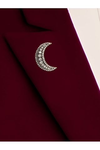 Elmas Montür Hilal Broş Beyaz