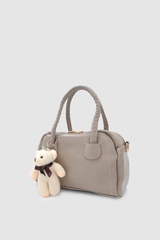 Wuclo Suera Ayıcık Charmlı Günlük Mini Tote Çapraz Askılı El Ve Kol Çantası Vizon