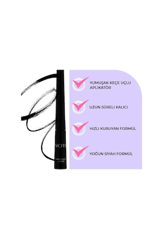 Note Cosmetique Ultra Black Dipliner Keçe Fırça Uçlu - Siyah