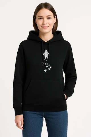 Defymoda Nihilist Penguen Temalı Oversize Kapüşonlu Sweatshirt - Siyah Siyah