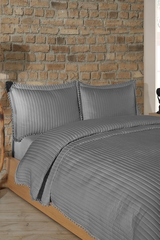 Elart Florita Yatak Örtüsü Seti Tek Kişilik 180x240 Cm Gri Gri