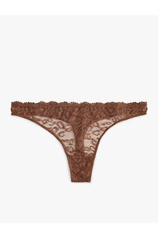 Koton Rahat Kalıp Dantelli String Külot Kahverengi 6slk30169mk Kahve