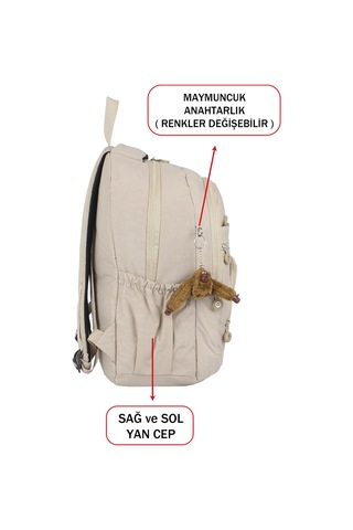 Dada Okul Sırt Çantası Bej Ortaokul Lise Geniş İç Hacim Ortopedik Su Geçirmez Kumaş Bej