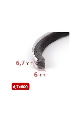 Cam Balkon, Sürgülü Kapı Fitili, Kıl Fitil Taban 6,7 Mm, Yükseklik 6 Mm, Uzunluk 10 Metre 67x600 Diğer