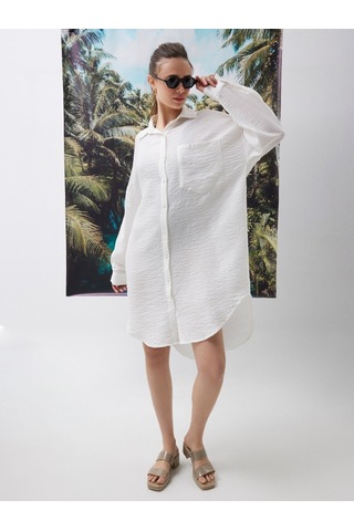Oversize Kadın Tunic Beyaz