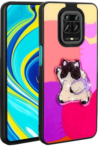 Xiaomi Redmi Note 9 Pro İle Uyumlu Kılıf Parlayan Kabartmalı İkonik Figürlü Silikon Kapak