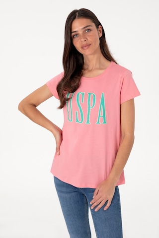 U.S. Polo Assn. Kadın Pembe Bisiklet Yaka Tişört 50305842-VR041