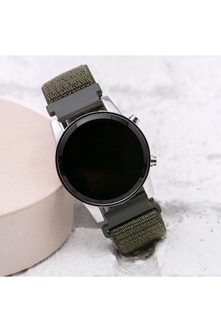 Haki Yeşil Cırtlı Yapışır Kordon Unisex Erkek Yetişkin Çocuk Dijital Saat St-304058