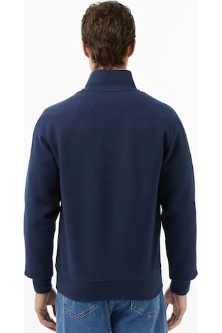 Lacoste Men's Classic Fit Neck Zip Sweatshirt Yarım Fermuarlı Yüksek Yaka Pamuklu Sweatshirt Lacivert