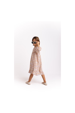 Kopanakili Çıtır Müslin Kız Çocuk Elbise Gül Kurusu Gülkurusu