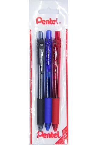 Energel 0.5 Mm Likit Roller Kalem Siyah/mavi/kırmızı 3&apos Lü Set 124-Pembe