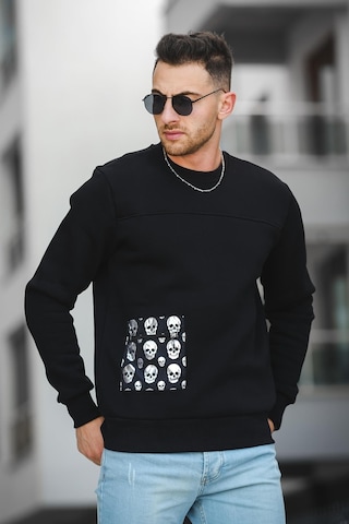 Oksit Trc 2173 Üç İplik Şardonlu Kuru Kafa Baskılı Cep Detaylı Erkek Sweatshirt 001
