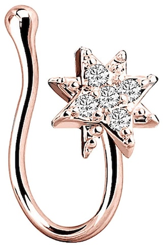 Homyl Sahte Burun Halkaları 18g Dudak Kulak Septum Altın - Gül Çok Renkli