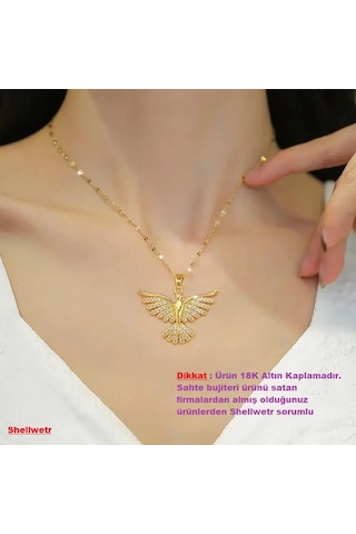 İtaly 18k Altın Kaplama Anka Gold Renk Kolye Çok Renkli