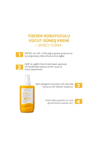 Sinoz Hassas Bakım Ultra Yüksek Koruyucu ve Nemlendirici Güneş Kremi SPF50+ 200 ML