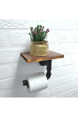 Novahub Raflı Tuvalet Kağıdı Tutucusu, Banyo İçin, Endüstriyel Tarz, Vintage, Rustik, Ev Dekorasyonu, 20x15x1.5cm, Ahşap, 865g Diğer