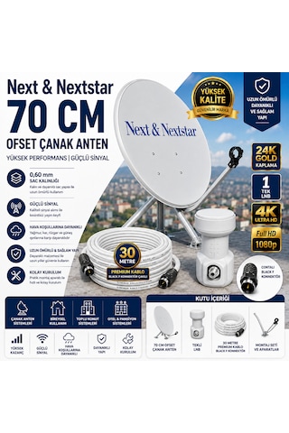 Next 70 Cm Uydu Seti Gold-111 Lnb + 30 M Kablo