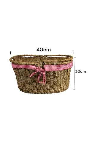 Hasır Rattan Örme Sepeti Oval Ekoseli 18767 Sku: Smgstk139bd03d1e Açık Mavi