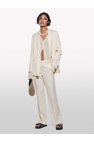 Sisley Keten Karışımlı Normal Bel Straight Fit Pantolon Kadın Şampanya Pantolon - 325p4g1wlf06y