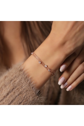 925 Ayar Gümüş Rose Taşlı Bileklik