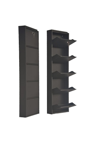 Kilitli 4'lü Metal Ayakkabılık - Siyah