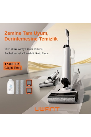 Uwant D500 Vakum + Mop Kendini Temizleme Özellikli 17.000Pa Islak Kuru Şarjlı Süpürge