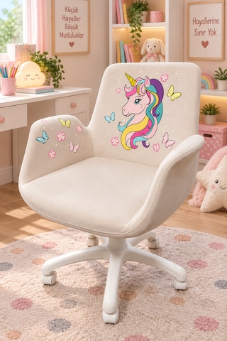 Unicorn Kids Çalışma Koltuğu Krem