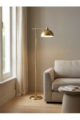 Glorea Metal Lambader Eskitme Gold & Beyaz Modern, Dekoratif Ve Zarif Yer Aydınlatması Gold