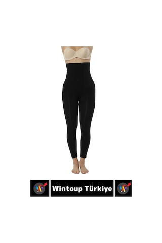 Wintoup Doğal Görünüm Çift Kat Bel Vücut Toparlayıcı Lazer Kesim Yüksek Bel Korse Tayt Çok Renkli