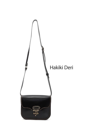 Gönderi R Siyah Vaketa Hakiki Deri Omuz Ve Postacı Çantası Siyah