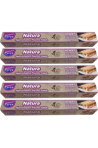 Natura Ağartılmamış Hazır Kesilmiş Pişirme Kağıdı 10 Lu 5 Paket