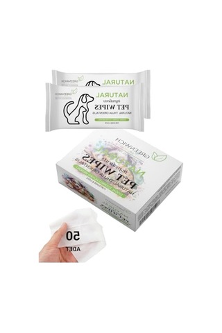 Doğal İçerikli Temizleme Mendilleri, 50'li Paket, 13x13x6,5 Cm
