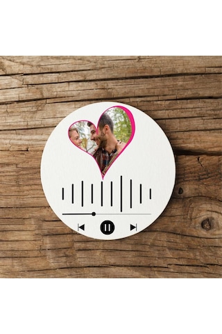 Kişiye Özel Spotify Barkodlu Mdf İkili Bardak Altlığı Çok Renkli