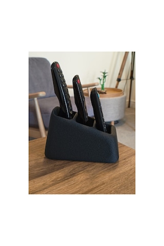 Dokulu Siyah 3 Bölmeli Masaüstü Kumandalık Tv Kumanda Düzenleyici Stand Organizer