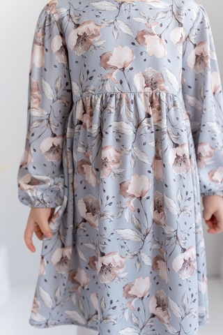 Zeyland Kız Çocuk Desenli Dokuma Elbise-Gri