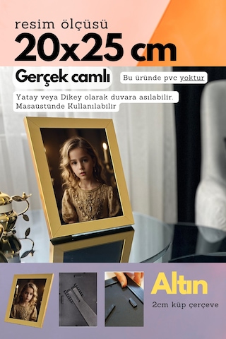 20mm Çerçeve Camlı 20x25 Cm Fotoğraf Resim Çerçevesi Ayaklı Veya Duvara Asma Yatay-dikey 50248138