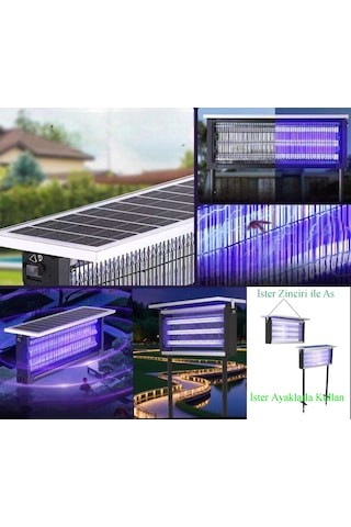 15 Watt Solar Güneş Panelli 3 Ampullü Ultraviyole Sinek Öldürücü %100 Enerji Tasarruflu Cız