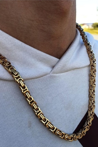 Takı Dükkanı Sarı Gold Renk Erkek Çelik Kral Zincir Kolye Ck11 Altın