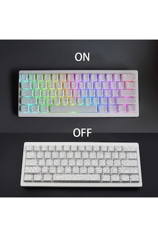 Mekanik Klavye Kontur Keycaps Seti- 97 Tuş Şeffaf Rgb Uyumlu Çizgili Tuş Takımı