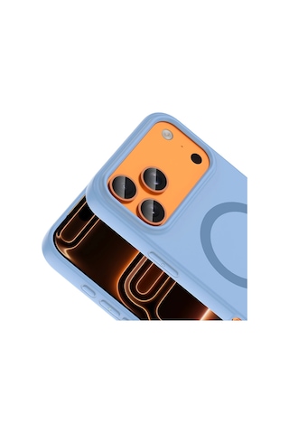 Apple iPhone Uyumlu Uyumlu 18 Pro Max Kılıf M-safe Şarj Özellikli Zore Aris Silikon Kapak Baby Blue