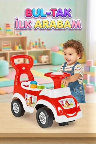 Bul-tak İlk Arabam - Çocuk İlk Adım Ve Bultak Oyuncak Eğitici 52 Cm Aktivite Arabası Kırmızı