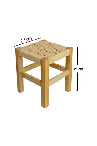 El Yapımı Ahşap Örmeli Hasır Tabure 35 Cm Şık Ve Zarif Tasarım Natural