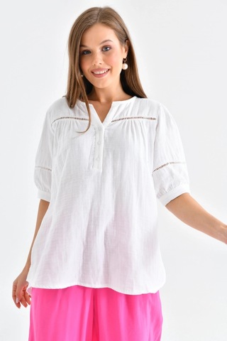 Park Karon Beyaz Renk Basic Bluz 001