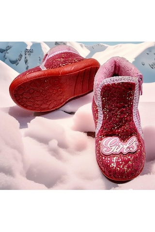 Çocuk Günlük Kaymaz Taban Fermuarlı Girls Panduf Pembe