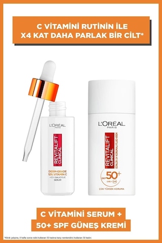 Revitalift Clinical %12 Saf C Vitamini Aydınlatıcı Serum & Spf 50+ Uv Korumalı Yüz Güneş Kremi 50ml