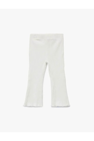 Koton Pamuklu Beli Lastikli Basic Kadife İspanyol Paça Ekru Kız Bebek Tayt 6wmg40009ak Ekru