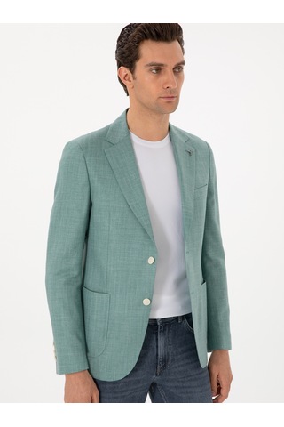 Cacharel Mint Slim Fit Yün İpek Karışımlı Blazer Ceket Mınt