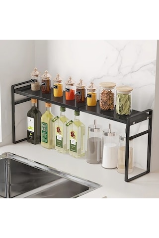 Trendooze 1 Adet Mutfak Penceresi Rafı Slim Metal Baharatlık Siyah Uzayabilir Gaojunshop01 Siyah